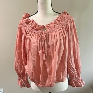 Elan Ruffle Off-Shoulder Blouse Peach Color Size Large